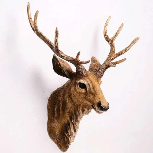 Faux Deer Head Wall Decor - Handmade Resin Farmhouse Decoration for Modern Home