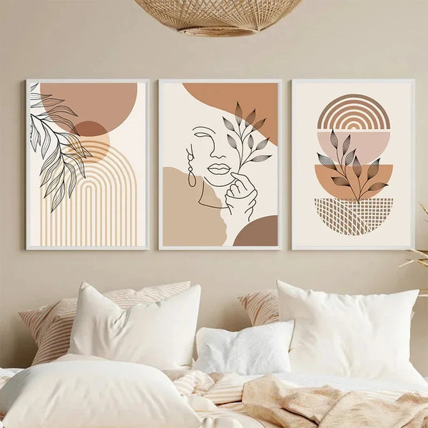 Creative Bohemian Light-Coloured Canvas Prints - Nordic Minimalist Line Wall Art for Living Room and Bedroom Decor