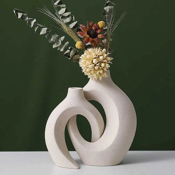 European Ceramic Vase Set - Simple White Decorative Ornaments for Home