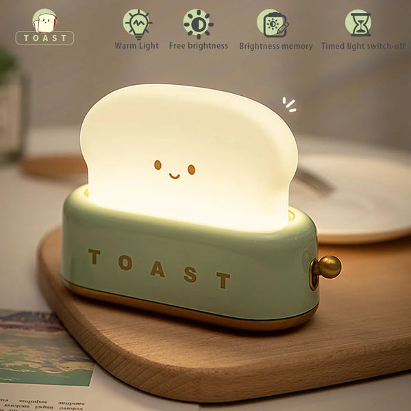 BANDIAN Toast LED Night Light - Cute Portable Lamp with Timer